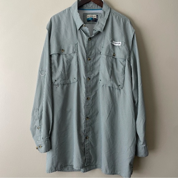 Magellan Outdoors Long-sleeve Button Up Fishing Shirt Angler Fit Men's 2XL Green - Picture 1 of 14